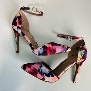 Dream Pairs Stiletto Heels Women’s 8 Pink Floral Pointed Toe Ankle Strap
